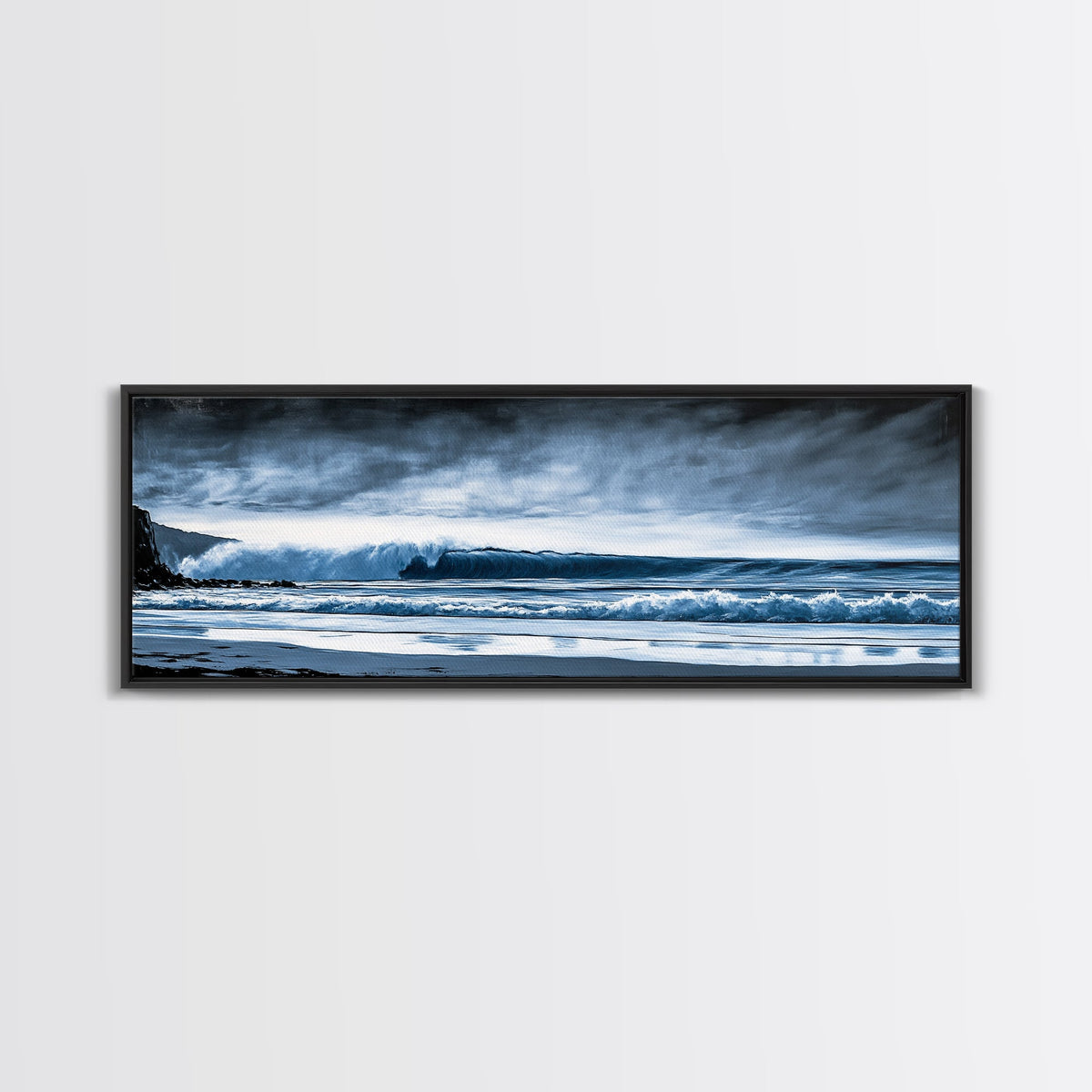 Ocean Wave, Moody Seascape, Blue Water Art, Stormy Sky, Coastal Home Accent, Surfer Decor, Minimalist Wall Art, Canvas Print