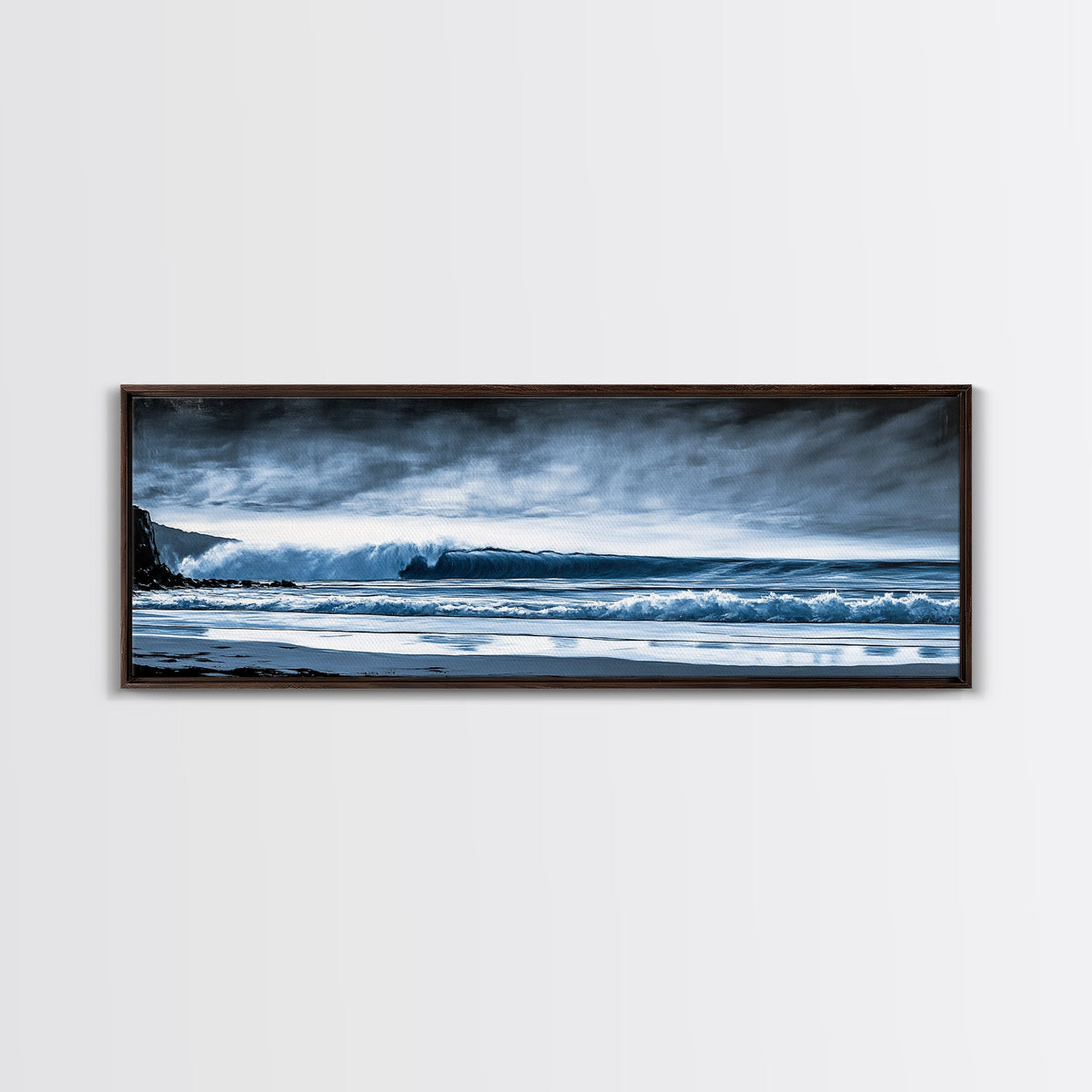 Ocean Wave, Moody Seascape, Blue Water Art, Stormy Sky, Coastal Home Accent, Surfer Decor, Minimalist Wall Art, Canvas Print