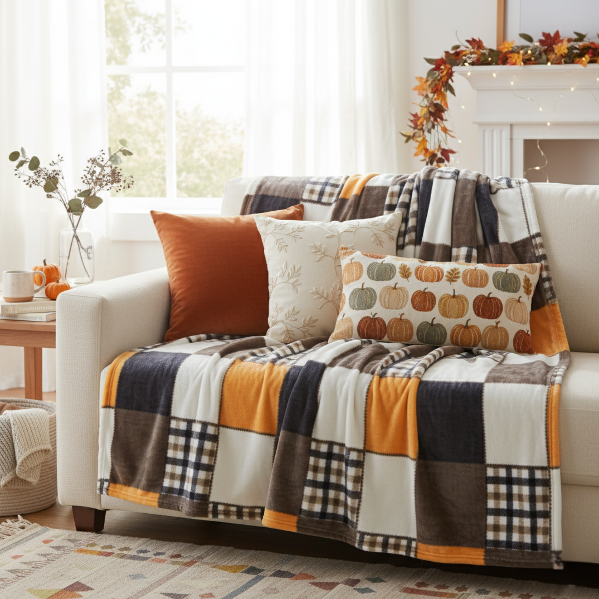 Plaid Patchwork Fleece Throw Blanket