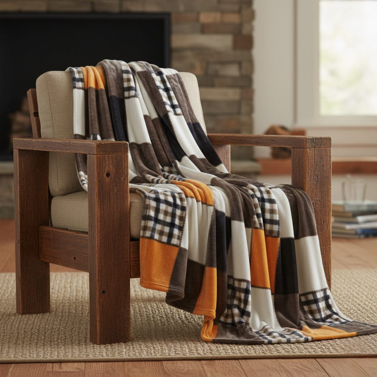 Plaid Patchwork Fleece Throw Blanket