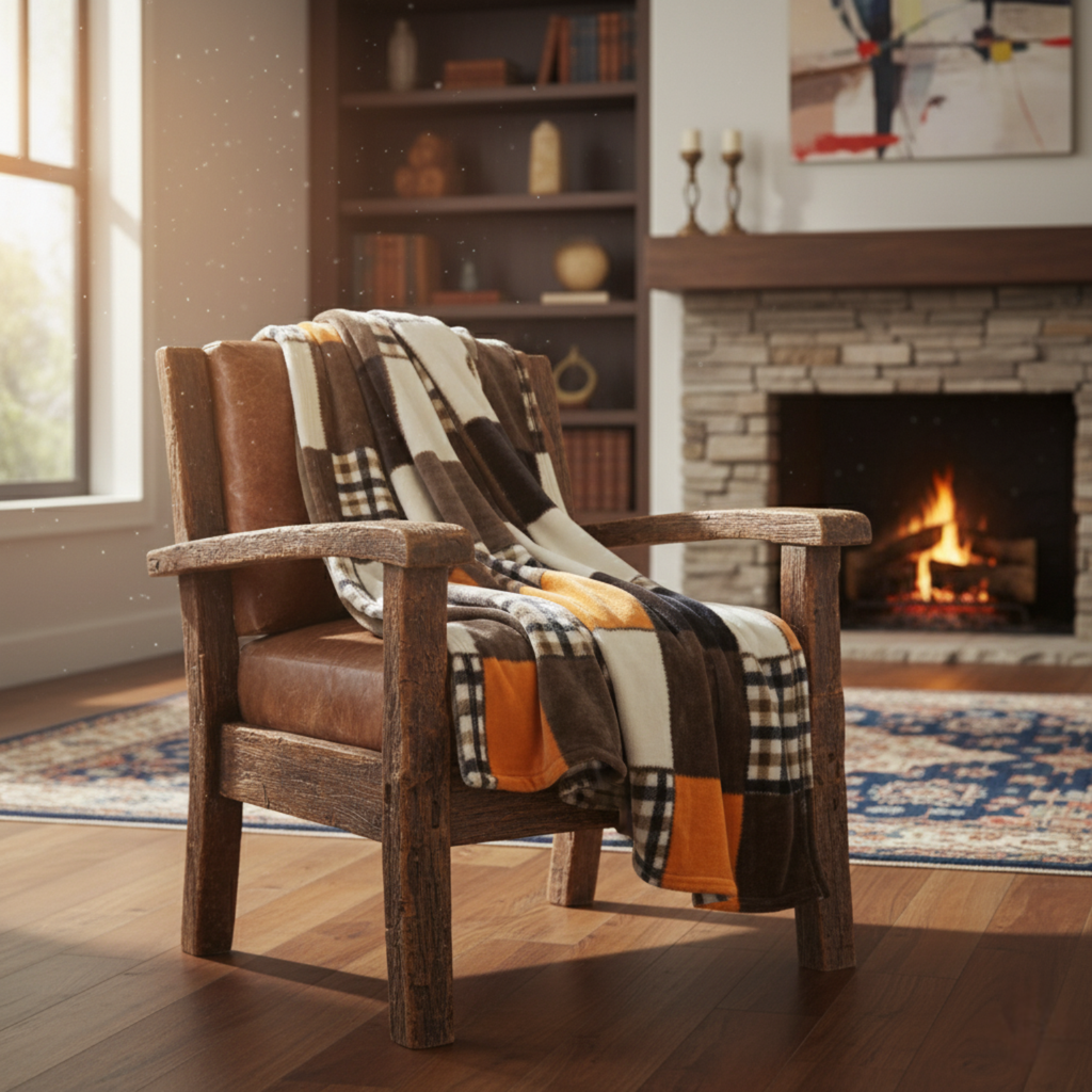 Plaid Patchwork Fleece Throw Blanket