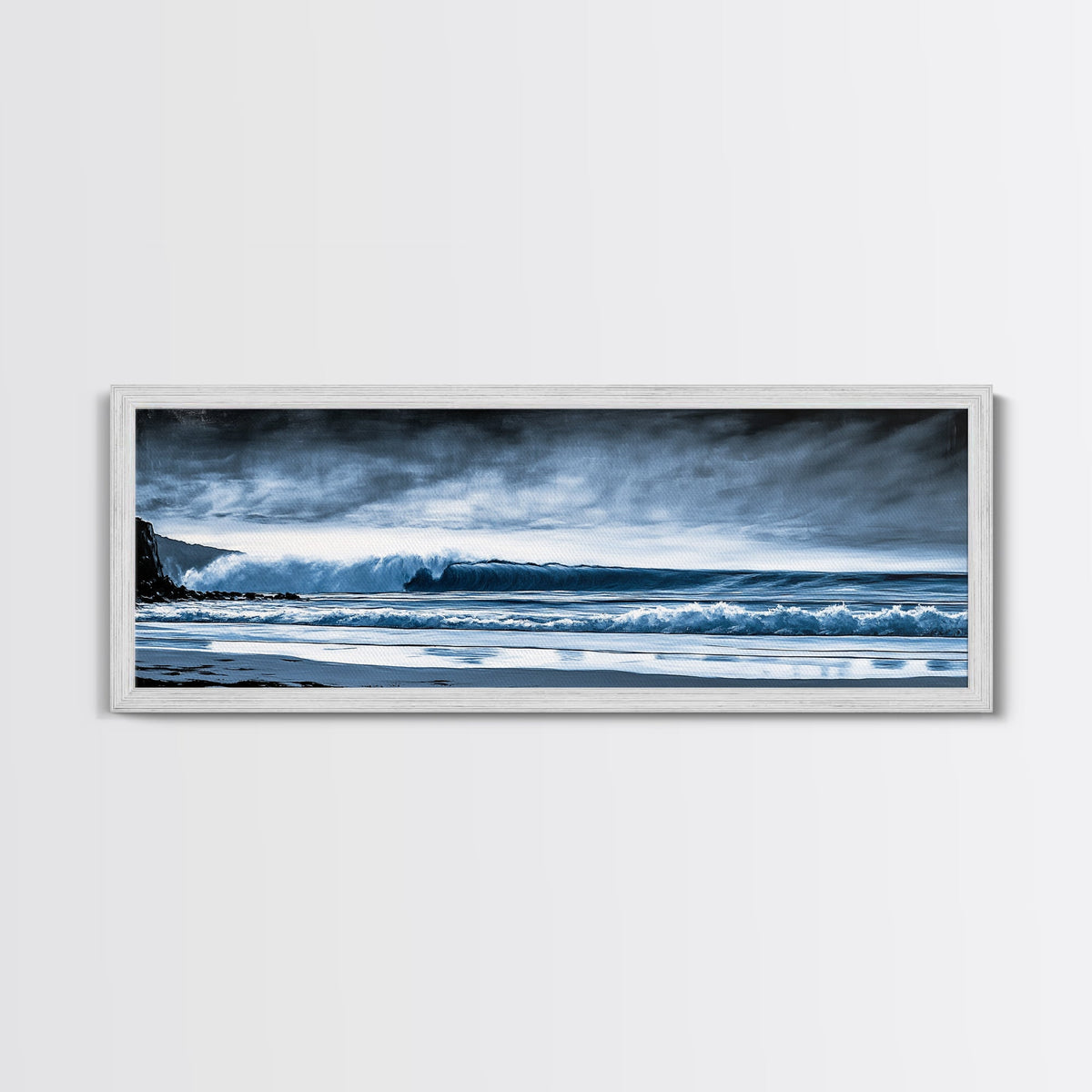 Ocean Wave, Moody Seascape, Blue Water Art, Stormy Sky, Coastal Home Accent, Surfer Decor, Minimalist Wall Art, Canvas Print