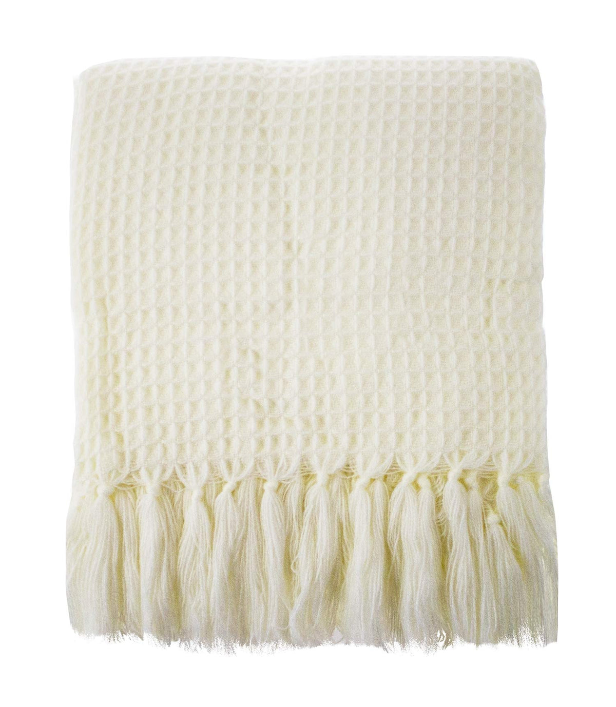 Fennco Styles Classic Waffle Weave Tassel Trim 50 x 60 Inch Throw - Grey Throw Blanket for Couch, Bedroom and Living Room Décor