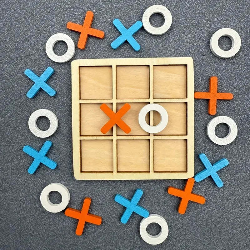 Wooden Tic Tac Toe Puzzle Game for Two Players Interactive Logic & Strategy Board Game Family Party Birthday Boys & Girls Gift