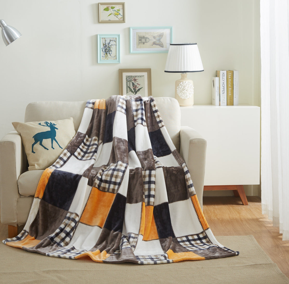 Plaid Patchwork Fleece Throw Blanket